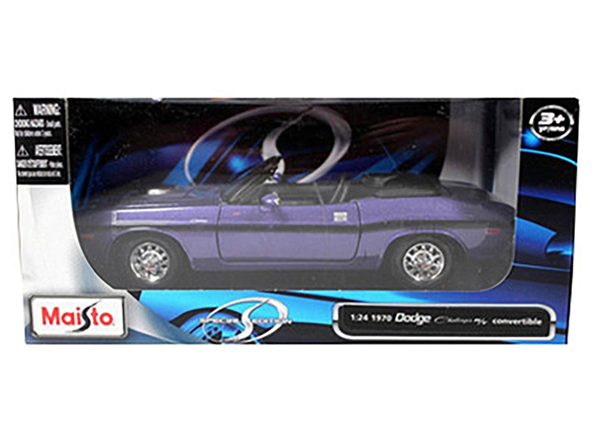 1970 Dodge Challenger R/T Convertible Purple 1/24 Diecast Model Car by Maisto-2