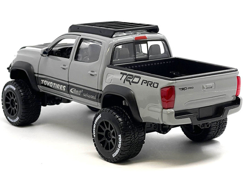 2023 Toyota Tacoma TRD PRO Off Road Pickup Truck Cement Gray with Black Hood and Roofrack "Maisto Design" Series 1/27 Diecast Model Car by Maisto-2