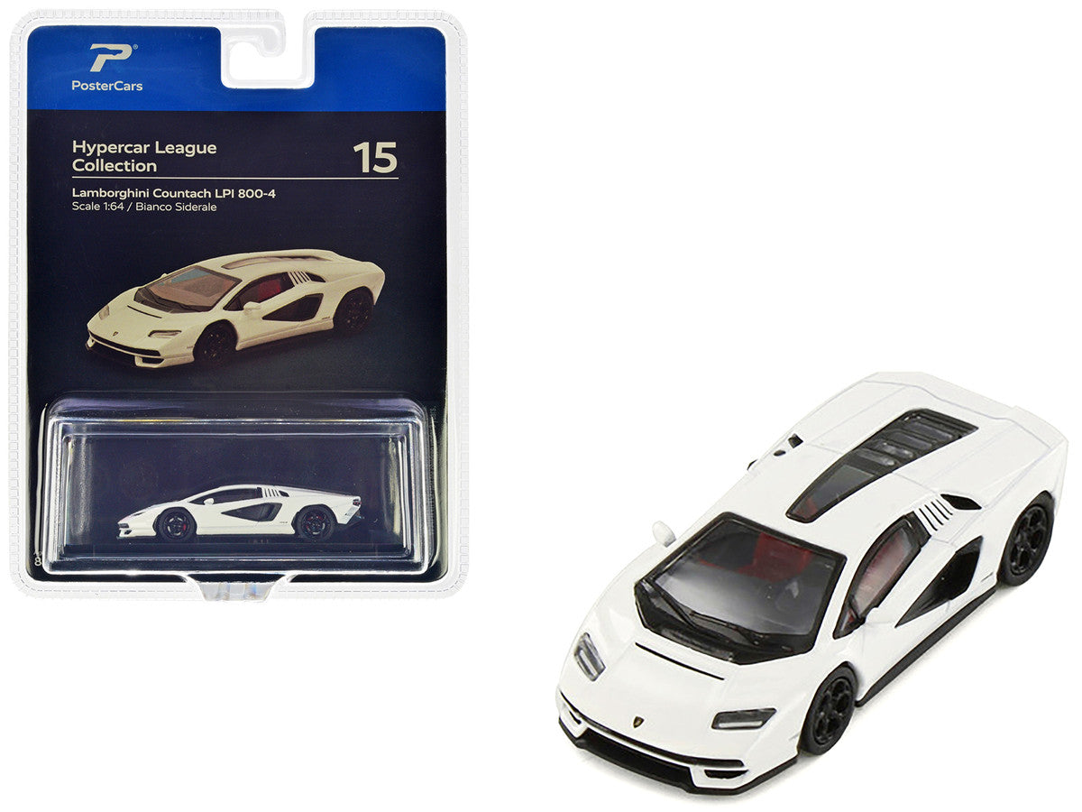 Lamborghini Countach LPI 800-4 Bianco Siderale White "Hypercar League Collection" 1/64 Diecast Model Car by PosterCars-0