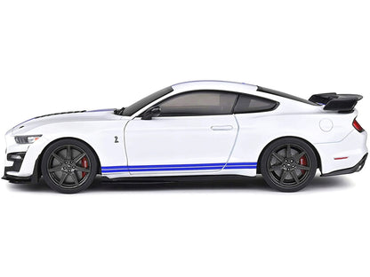 2020 Ford Mustang Shelby GT500 White with Blue Stripes "Special Edition" 1/18 Diecast Model Car by Maisto-2