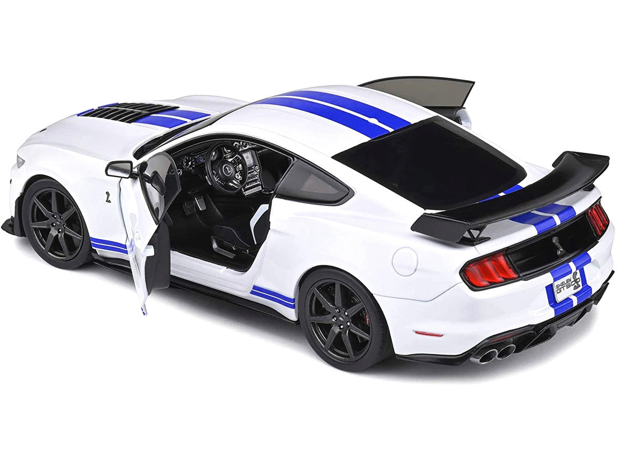 2020 Ford Mustang Shelby GT500 White with Blue Stripes "Special Edition" 1/18 Diecast Model Car by Maisto-3